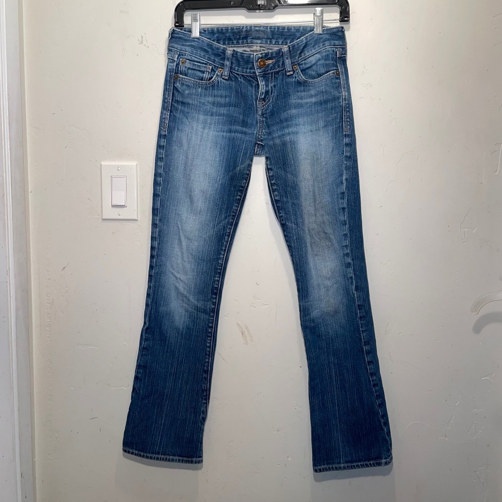 Express Jeans Women 0S Blue Medium Wash Low Rise Bootcut Stretch Denim